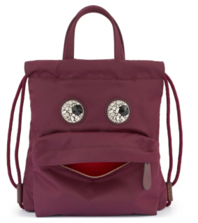 Anya Hindmarch Claret Mini Crystal Eyes Drawstring Backpack