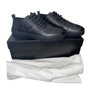 Versace Black Leather Medusa Head Low Sneakers