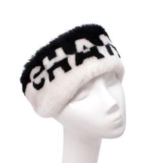Chanel Bicolour Logo Shearling Winter Headband