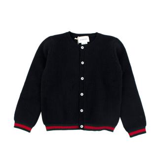 Gucci Kids Cashmere Knitted Navy Button Up Cardigan