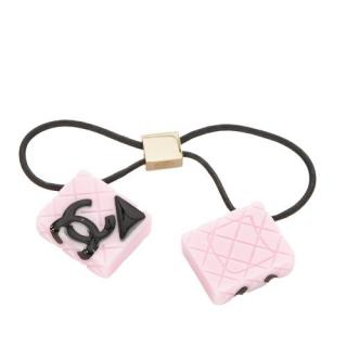 Chanel Pink Cambon Ligne Resin Hair Ties