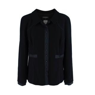 Chanel Wool Crepe Satin Trimmed Jacket