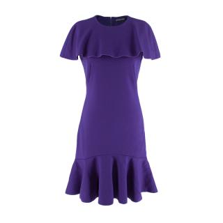 Alexander McQueen Violet Wool Jersey Frill Hem Dress