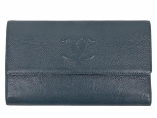 Chanel Blue Leather CC Timeless Wallet