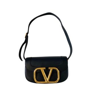 Valentino Garavani Supervee Black Leather Shoulder Bag