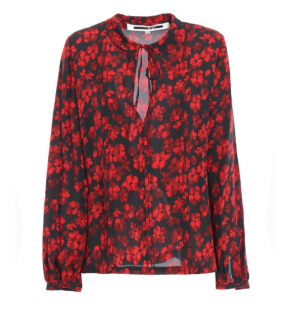 McQ by Alexander McQueen Red & Black Floral Blouse