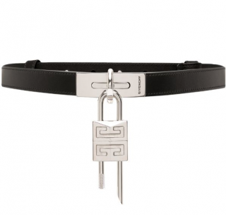 Givenchy Black Leather Lock Belt - Size 70