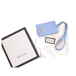 Gucci Blue Grained Leather Luggage Tag
