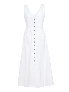 Saloni White Button Down Zoey Dress
