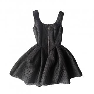 Maje Black Textured Zip Front Flared Mini Dress