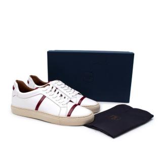 Malone Souliers Deon White & Maroon Nappa Leather Low-Top Sneakers