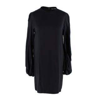 Alexander McQueen Black Silk Balloon Sleeve Oversize Blouse/Mini Dress