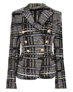 Balmain Double-Breasted Black Tweed Blazer