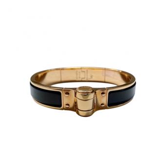 Hermes Black Enamel Hinged Bracelet RGHW - Size M 
