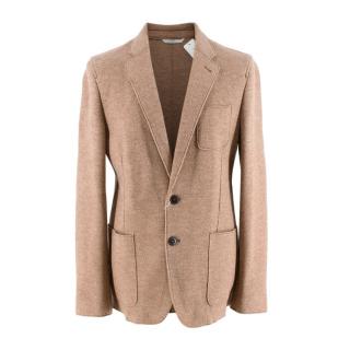 Armani Collezioni Beige Marl Fleece Wool Single Breasted Blazer