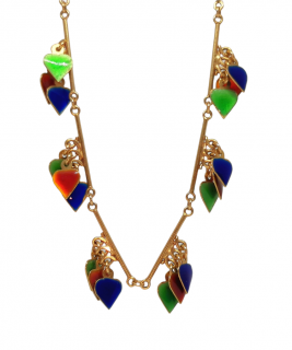 Fabor 18ct Yellow Gold Enamel Harlequin Heart Necklace