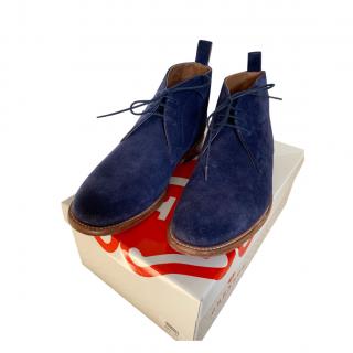 Grenson Blue Suede Marcus Lace-Up Boots