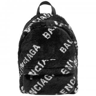 Balenciaga black faux-fur everyday backpack