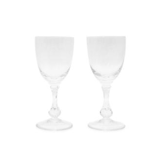Saint Louis Engraved Crystal Clear Set of 2 Wine Goblets