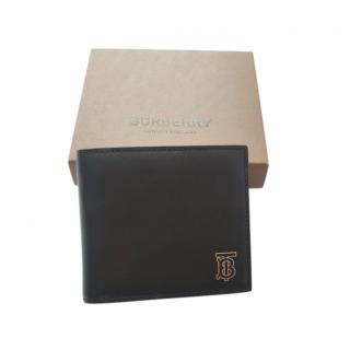 Burberry Black & Tan Leather TB Bi-Fold Wallet