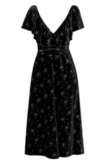 Valentino Star Embroidered Velvet Flare Midi Dress 