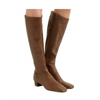 By Far Brown Leather Edie Knee Boots