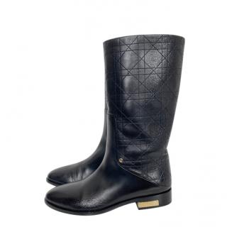 Dior Black Cannage Leather Long Boots
