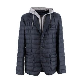 Herno Navy Hooded Hybrid Quilted Jacket
