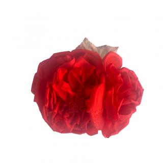 Gucci Red Silk Flower Pin Brooch