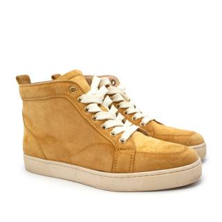 Christian Louboutin Mustard Yellow Suede High Top Sneakers