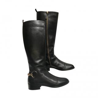 Valentino Garavani Rockstud Trimmed Black Leather Boots