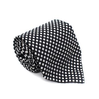 Charvet Black & White Diamond Weave Silk Tie