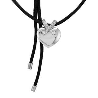 Chaumet Diamond White Gold Heart Cord Necklace	