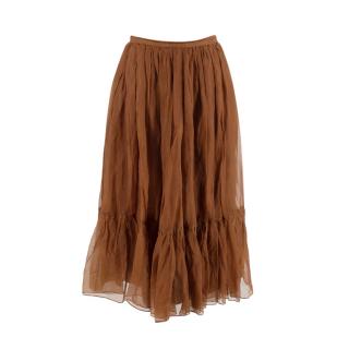 Rochas Brown Silk Chiffon Ballet Skirt