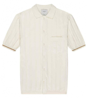 Percival Purl Weave Cuban Knit Cream Shirt