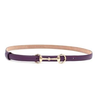 Gucci Purple Leather Pale Gold-Tone Horsebit Belt 85