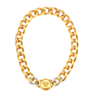 Versace Gold Tone Medusa Chain Necklace