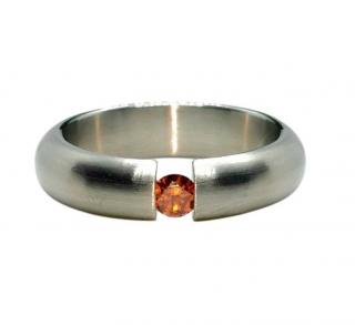 Bunz Brushed Stainless Steel Cognac Diamond Fusion Ring