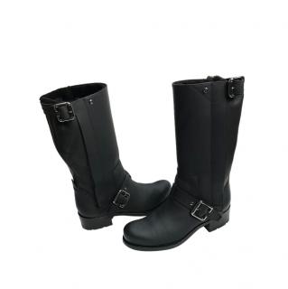Dior Black Leather Shearling Lined Boots