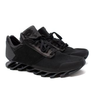 Rick Owens x Adidas Springblade Black Mesh & Leather Sneakers