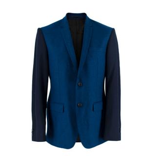 Mr Start Two-Tone Royal Blue & Navy Wool Single-Breasted Blazer