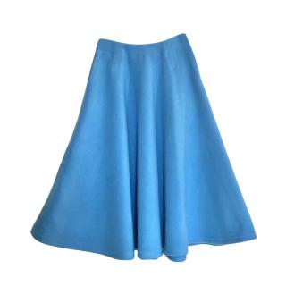 Courreges Blue Virgin Wool Blend Midi Skirt