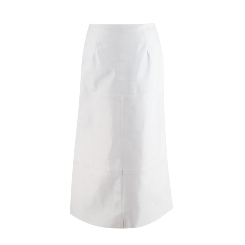 A.W.A.K.E Mode White Faux Leather A-Line Skirt