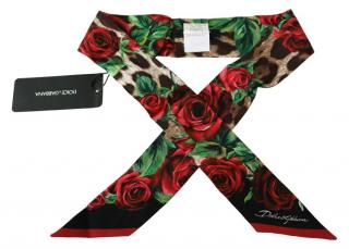 Dolce & Gabbana Leopard Floral print Silk Twilly