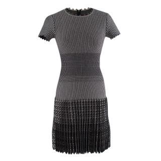 Alaia Black & White Intarsia Knit Skater Dress