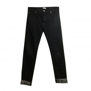 Kenzo Black Logo Cuff High Rise Jeans