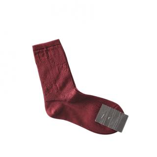 Gucci Burgundy Monogram Knit Socks
