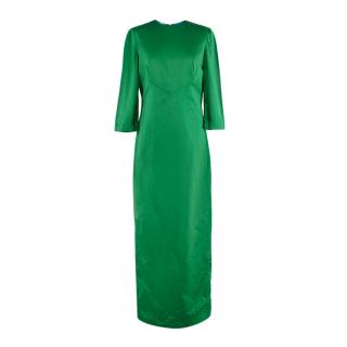 Miu Miu Duchesse Satin Froiss Green Silk Gown