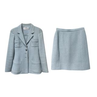 Chanel Baby Blue Tweed Vintage Skirt Suit