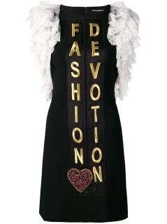 Dolce & Gabbana Black Fashion Devotion Lace Trimmed Dress